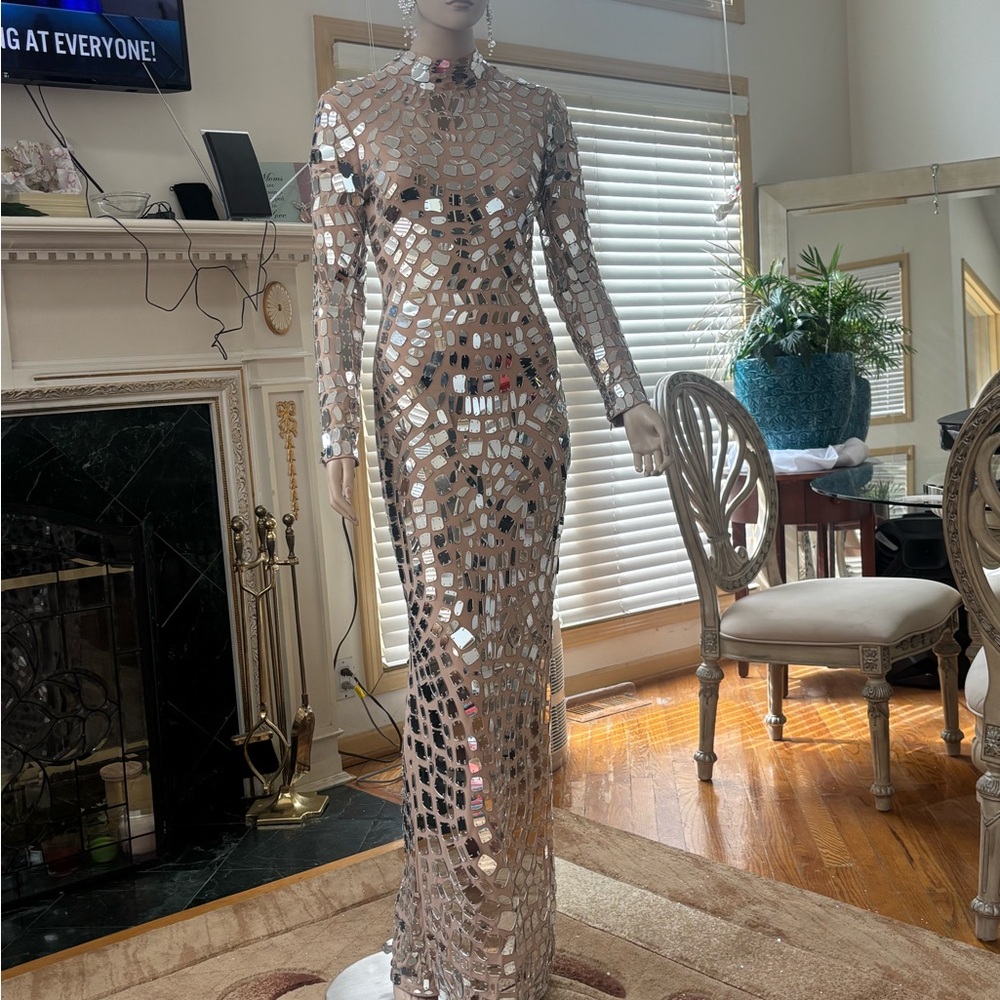 Elegant Silver Mirror Dress Nova Luxe gown